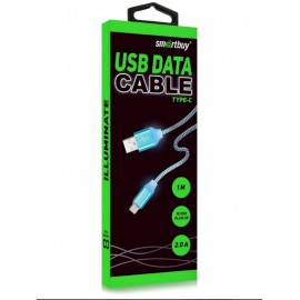 Кабель USB Type-C Smartbuy ik-3112ssbox Led светящийся GOLD