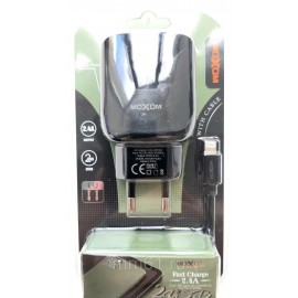 Зарядное сетевое сзу USB 2x Moxom HC-30 + кабель для Apple lightning