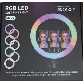 Селфи лампа кольцевая MJ36 RGB, без штатива