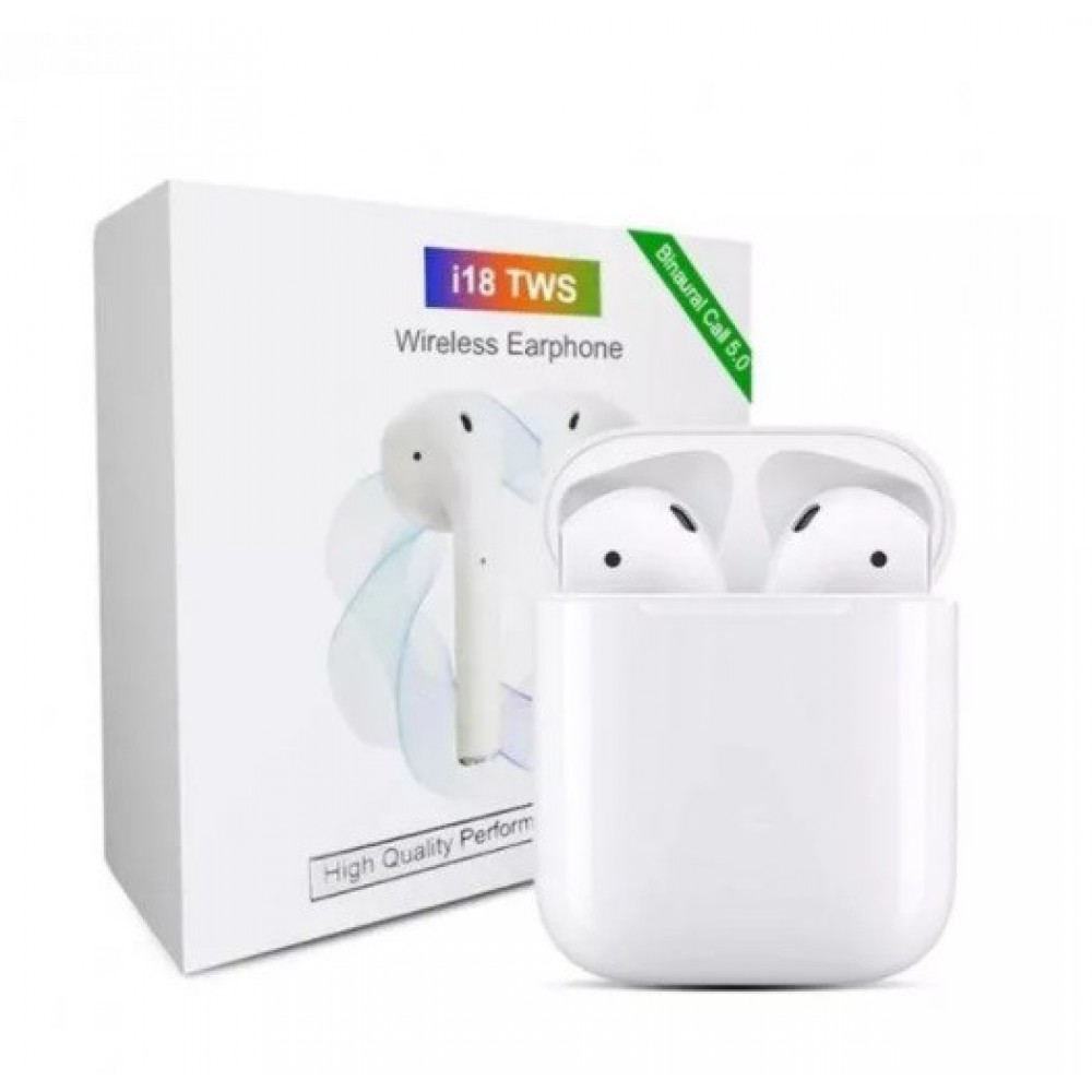 Наушники Bluetooth i18 5.0 TWS белые