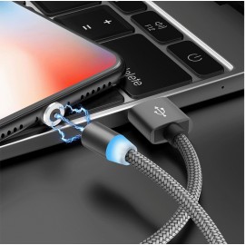 Кабель USB Type-C / Lightning /Micro 3в1 магнитный 360 X-Cable LED светящ