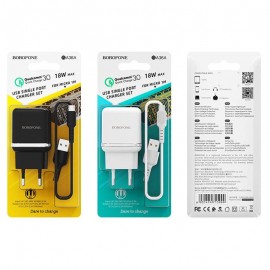 Зарядное сетевое сзу USB Borofone BA36A быстрое QC 3.0 + type-C