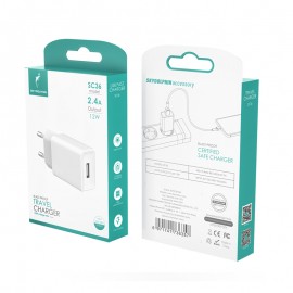 Зарядное сетевое сзу USB SC36T + type-c белый