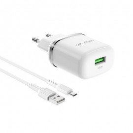 Зарядное сетевое сзу USB Borofone BA36A быстрое QC 3.0 + micro, черный