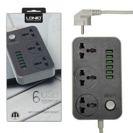 Зарядное сетевое сзу usb 6x LDNIO SC3604 10A + фильтр 3 розетки