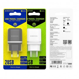 Зарядное сетевое сзу usb 2x Borofone BA25A 2.4A