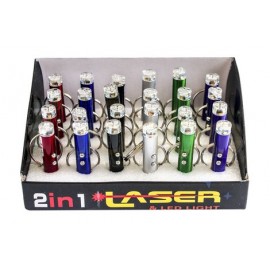 Фонарик - брелок Led + лазер металл мини NG-9618