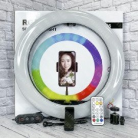 Селфи лампа кольцевая WH36 RGB с пультом, без штатива