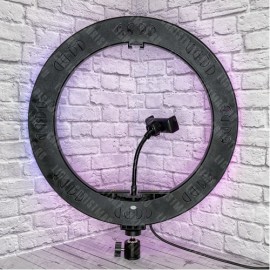 Селфи лампа кольцевая WH36 RGB с пультом, без штатива