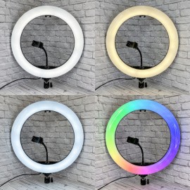 Селфи лампа кольцевая WH36 RGB с пультом, без штатива