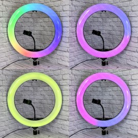 Селфи лампа кольцевая WH36 RGB с пультом, без штатива
