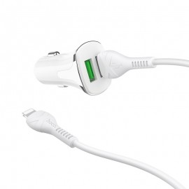 Зарядное автомобильное быстрое азу usb 2x Hoco Z31 3.4A QC3.0 белое