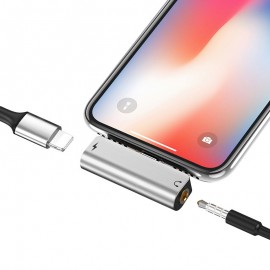 Переходник для Apple lightning - 3.5 гнездо aux+питание Hoco LS25