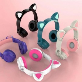 Наушники bluetooth Cat Ear ZW-028 с ушками LED бело-розовые