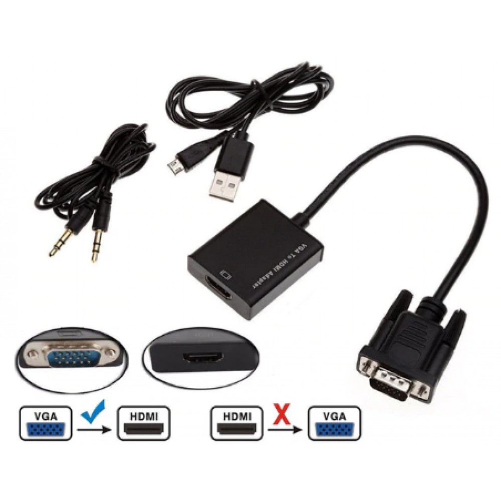 Конвертер видеосигнала VGA в HDMI (штекер - гнездо) гибкий