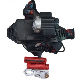 Фонарик налобный Headlight Rotary Zoom поворотных квадратных + t6 zoom