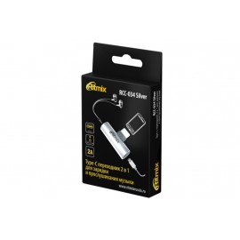 Переходник Type-C - 3.5 гнездо aux + зарядка RITMIX RCC-034