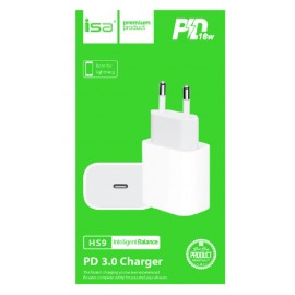 Зарядное сетевое сзу USB ISA HS9 быстрое Type-C PD 3.0 белый