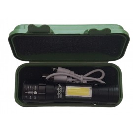 Фонарик H-607 micro USB зум +  COB