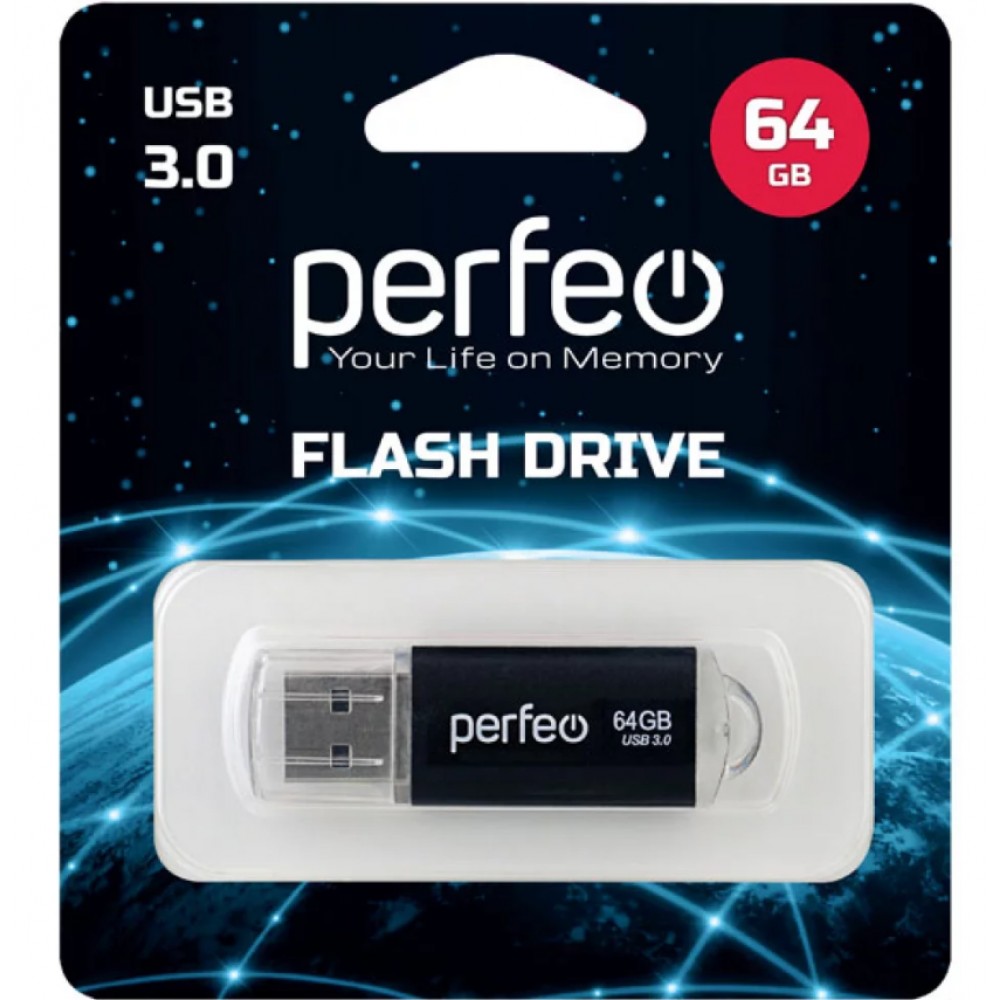 Флешка USB 3.0 64Gb Perfeo C14 Black metal