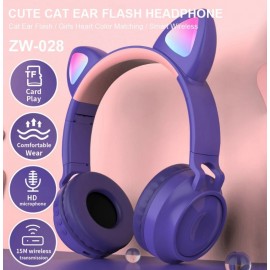Наушники bluetooth Cat Ear ZW-028 с ушками LED синие