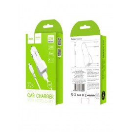 Зарядное автомобильное азу usb 2x Hoco Z23 2.4A + кабель micro белый