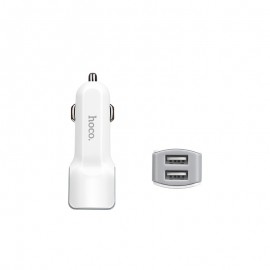 Зарядное автомобильное азу usb 2x Hoco Z23 2.4A + кабель для Apple lightning белый