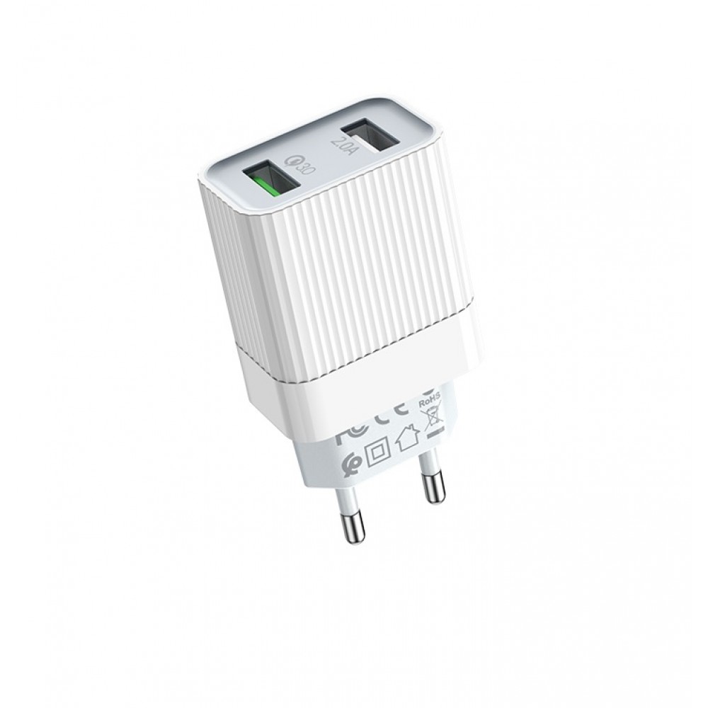 Зарядное сетевое сзу USB 2x Borofone BA39 быстрое QC 3.0 бел