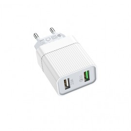 Зарядное сетевое сзу USB 2x Borofone BA39 быстрое QC 3.0 бел
