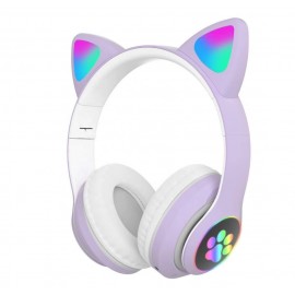 Наушники bluetooth Cat STN-28 с ушками LED розовые