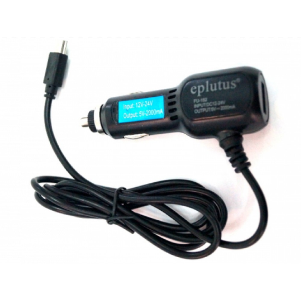 Зарядное автомобильное АЗУ USB + Mini Usb 5V 2A Eplutus FU-152 1.5m