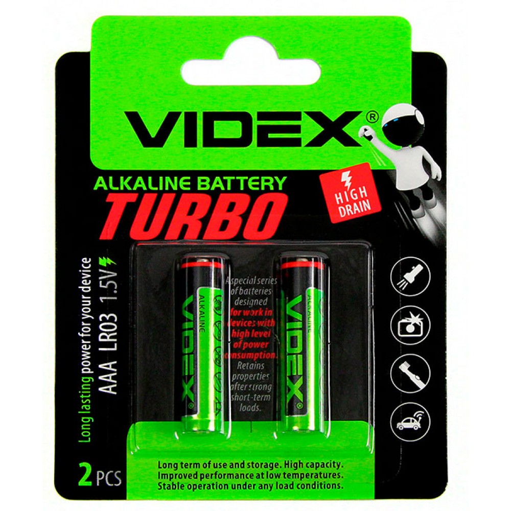 Батарейка AAA LR03 Alcaline Videx turbo