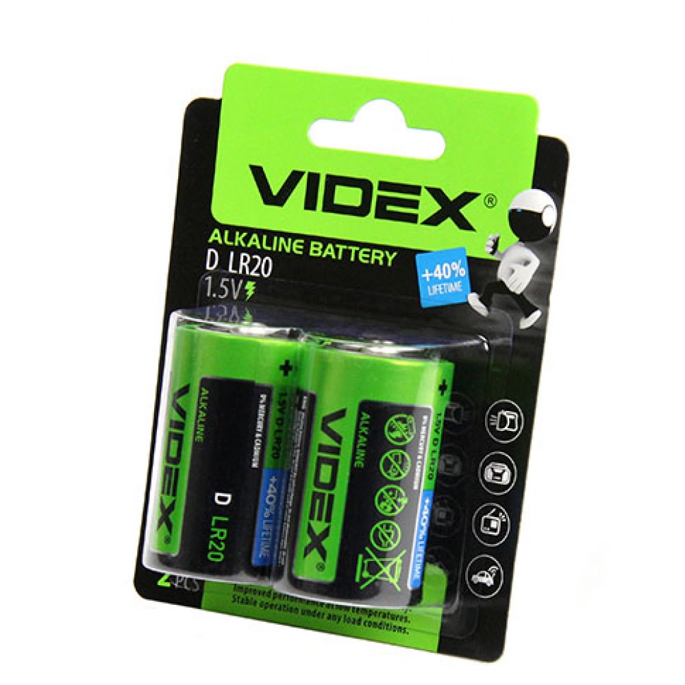 батарейка LR20 D Videx Alcaline