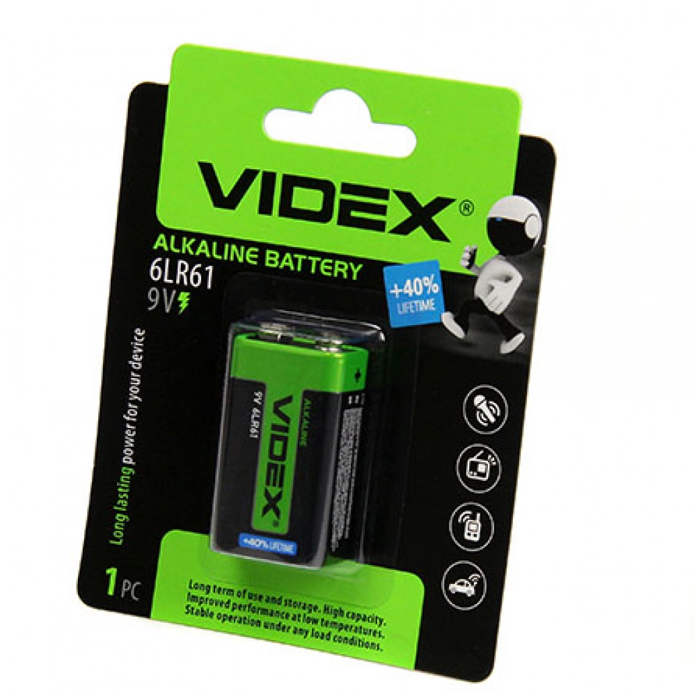 Батарейка Крона Alcaline 6LR61 Videx