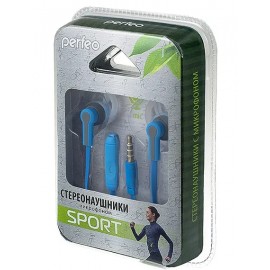 Наушники вакуумные с микроф Perfeo Sport сине-серые