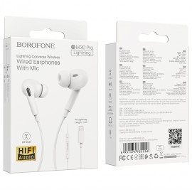 Наушники вакуумные с микрофоном Borofone Bm30 PRO Lightning белые