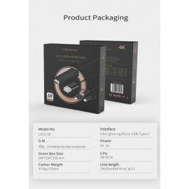 кабель для Apple Lightning / Type-C / Micro HDTV HDMI Mirascreen LD15-3D 4K UHD