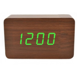 Часы LED с термометром VST-863, дерево коричн, зелен цифры