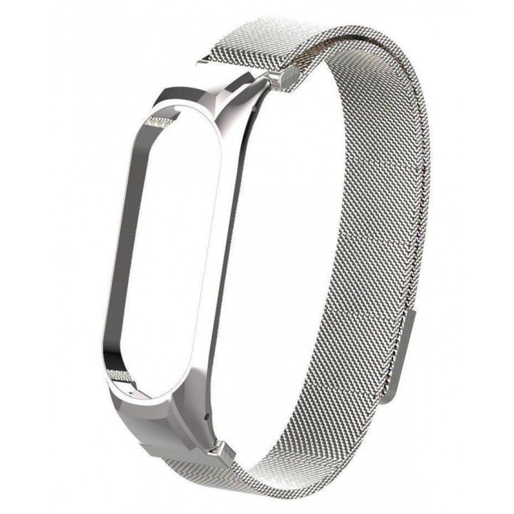 Ремешок металл для фитнес браслета Miband 3 / 4, серебр