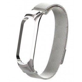 Ремешок металл для фитнес браслета Miband 3 / 4, серебр