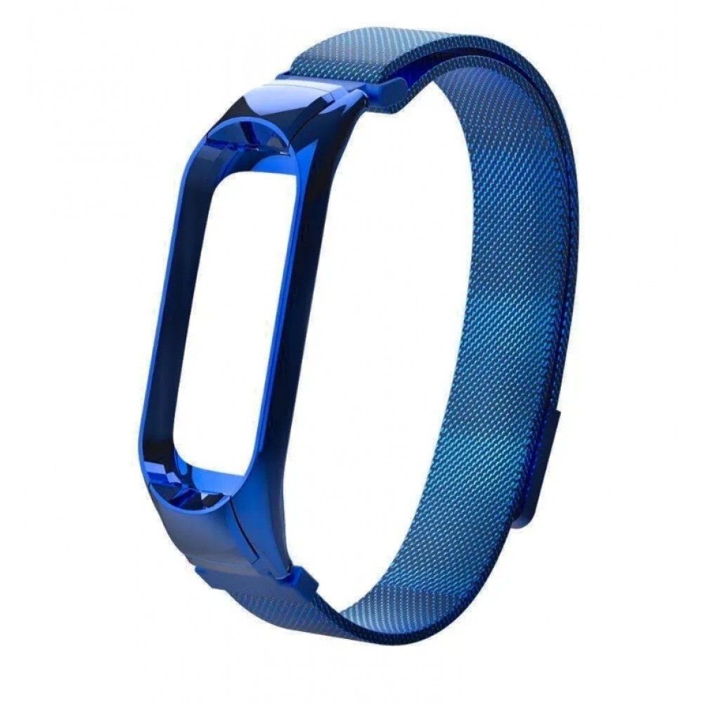 Ремешок металл для фитнес браслета Miband 3 / 4, синий
