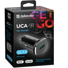 Зарядное автомобильное быстрое АЗУ usb Defender UCA-91 QC 3.0