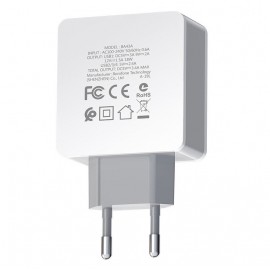Зарядное сетевое сзу USB 4x Borofone BA34A быстрое QC 3.0 бел