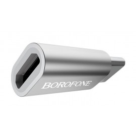 Переходник Type-C штекер - Micro USB гнездо Borofone BV4 серебр