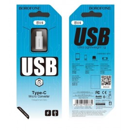 Переходник Type-C штекер - Micro USB гнездо Borofone BV4 серебр