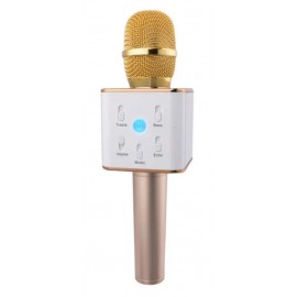 Колонка микрофон Bluetooth Mp3 караоке V7 розовое золото