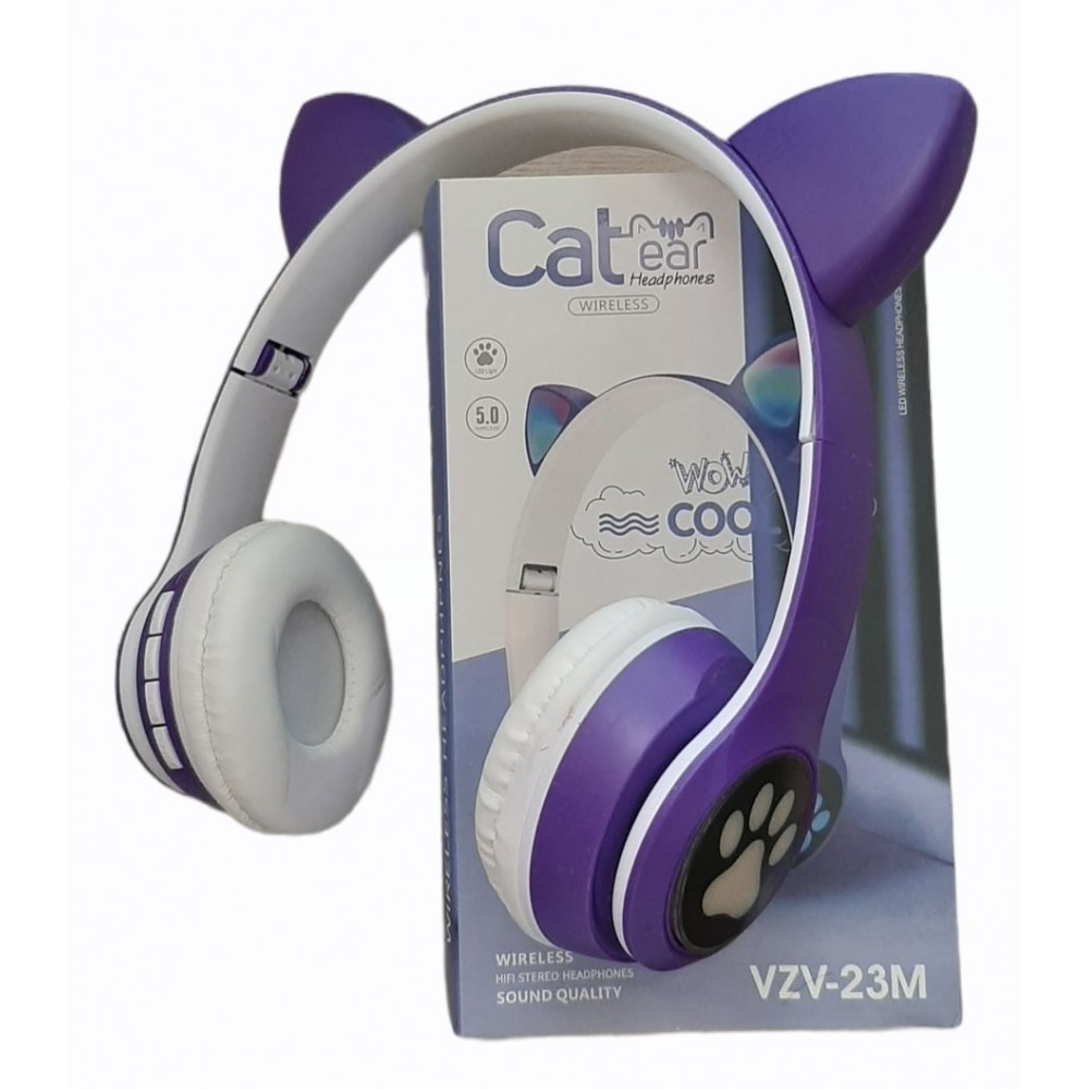 Наушники bluetooth Cat Ear VZV-23M с ушками LED фиолетовые