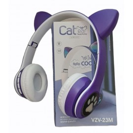 Наушники bluetooth Cat Ear VZV-23M с ушками LED фиолетовые