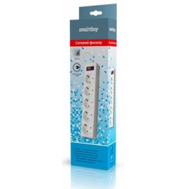 Фильтр сетевой SmartBuy ONE, 10A, 2200 Вт, 5 розеток 3m SBSP-30-W, белый