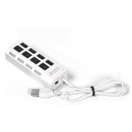 Хаб USB SmartBuy SBHA-7204-W, с выключателями, белый